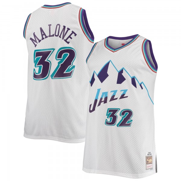 Karl Malone Utah Jazz Mitchell & Ness Big & Tall Hardwood Classics Jersey - White