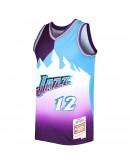 John Stockton Utah Jazz Mitchell & Ness Hardwood Classics 1996/97 Split Swingman Jersey - Purple/Turquoise