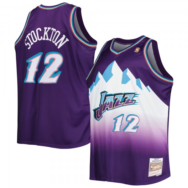 John Stockton Utah Jazz Mitchell & Ness Big & Tall Hardwood Classics 1996/97 Swingman Jersey - Purple