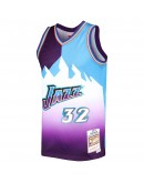 Karl Malone Utah Jazz Mitchell & Ness Hardwood Classics 1996/97 Split Swingman Jersey - Purple/Turquoise