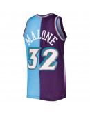 Karl Malone Utah Jazz Mitchell & Ness Hardwood Classics 1996/97 Split Swingman Jersey - Purple/Turquoise