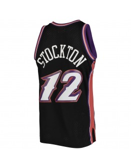 John Stockton Utah Jazz Mitchell & Ness Hardwood Classics 1996-97 Swingman Jersey - Black