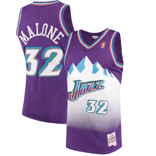 Karl Malone Utah Jazz Mitchell & Ness 1996-97 Hardwood Classics Swingman Jersey - Purple