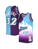 Karl Malone Utah Jazz Mitchell & Ness Hardwood Classics 1996/97 Split Swingman Jersey - Purple/Turquoise