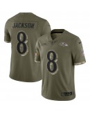 Lamar Jackson Baltimore Ravens Nike 2022 Salute To Service Limited Jersey - Olive