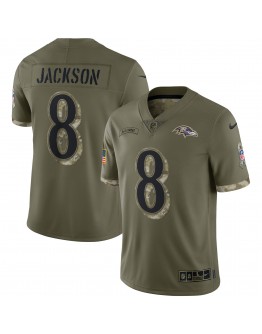 Lamar Jackson Baltimore Ravens Nike 2022 Salute To Service Limited Jersey - Olive