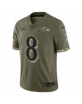 Lamar Jackson Baltimore Ravens Nike 2022 Salute To Service Limited Jersey - Olive