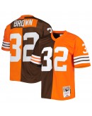 Jim Brown Cleveland Browns Mitchell & Ness 1963 Split Legacy Replica Jersey - Orange/Brown