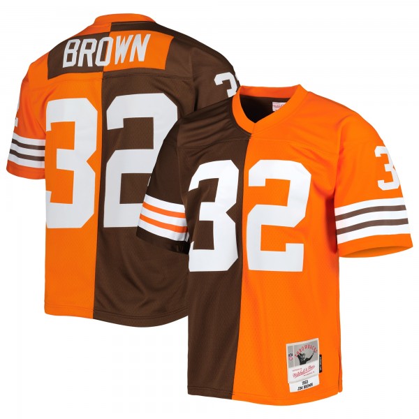 Jim Brown Cleveland Browns Mitchell & Ness 1963 Split Legacy Replica Jersey - Orange/Brown