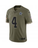 Dak Prescott Dallas Cowboys Nike 2022 Salute To Service Limited Jersey - Olive