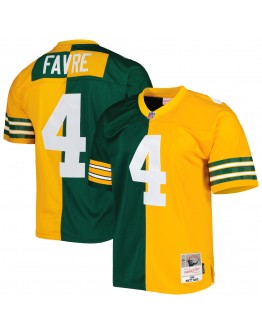 Brett Favre Green Bay Packers Mitchell & Ness 1996 Split Legacy Replica Jersey - Green/Gold