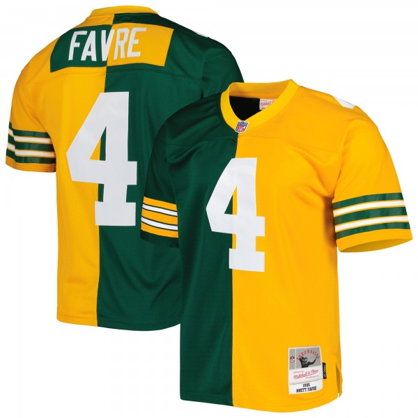 Brett Favre Green Bay Packers Mitchell & Ness 1996 Split Legacy Replica Jersey - Green/Gold