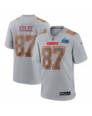 Travis Kelce Kansas City Chiefs Nike Super Bowl LVII Patch Atmosphere Fashion Game Jersey - Gray