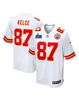 Travis Kelce Kansas City Chiefs Nike Super Bowl LVII Patch Away Game Jersey - White