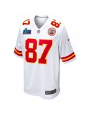 Travis Kelce Kansas City Chiefs Nike Super Bowl LVII Patch Away Game Jersey - White