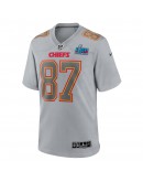 Travis Kelce Kansas City Chiefs Nike Super Bowl LVII Patch Atmosphere Fashion Game Jersey - Gray