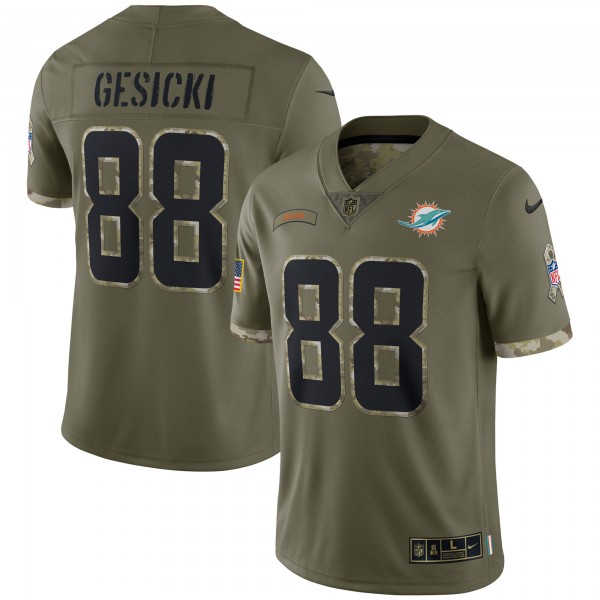 Mike Gesicki Miami Dolphins Nike 2022 Salute To Service Limited Jersey - Olive