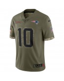 Mac Jones New England Patriots Nike 2022 Salute To Service Limited Jersey - Olive