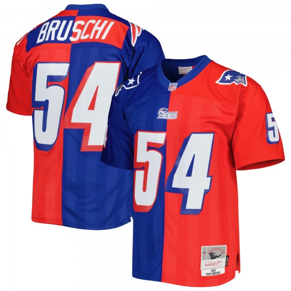 Tedy Bruschi New England Patriots Mitchell & Ness 1996 Split Legacy Replica Jersey - Royal/Red