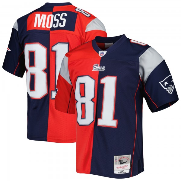 Randy Moss New England Patriots Mitchell & Ness 2007 Split Legacy Replica Jersey - Navy/Red