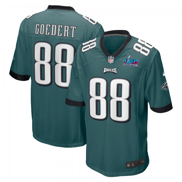 Dallas Goedert Philadelphia Eagles Nike Super Bowl LVII Patch Game Jersey - Midnight Green