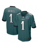 Jalen Hurts Philadelphia Eagles Nike Super Bowl LVII Patch Game Jersey - Midnight Green