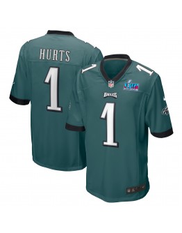 Jalen Hurts Philadelphia Eagles Nike Super Bowl LVII Patch Game Jersey - Midnight Green