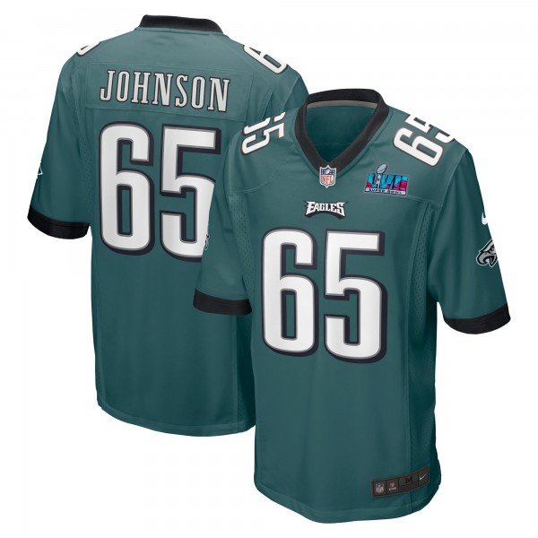 Lane Johnson Philadelphia Eagles Nike Super Bowl LVII Patch Game Jersey - Midnight Green