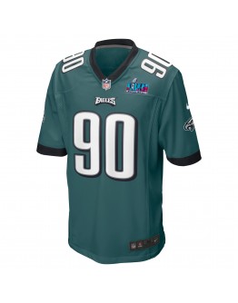 Jordan Davis Philadelphia Eagles Nike Super Bowl LVII Patch Game Jersey - Midnight Green