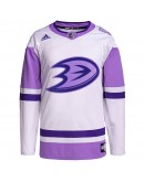 Anaheim Ducks adidas Hockey Fights Cancer Primegreen Authentic Blank Practice Jersey - White/Purple