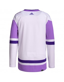 Anaheim Ducks adidas Hockey Fights Cancer Primegreen Authentic Blank Practice Jersey - White/Purple