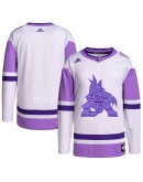 Arizona Coyotes adidas Hockey Fights Cancer Primegreen Authentic Blank Practice Jersey - White/Purple