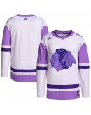 Chicago Blackhawks adidas Hockey Fights Cancer Primegreen Authentic Blank Practice Jersey - White/Purple