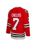 Chris Chelios Chicago Blackhawks Mitchell & Ness 1991/92 Alternate Captain Patch Blue Line Player Jersey - Red