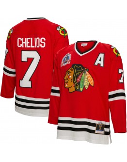 Chris Chelios Chicago Blackhawks Mitchell & Ness 1991/92 Alternate Captain Patch Blue Line Player Jersey - Red