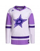 Dallas Stars adidas Hockey Fights Cancer Primegreen Authentic Blank Practice Jersey - White/Purple