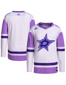 Dallas Stars adidas Hockey Fights Cancer Primegreen Authentic Blank Practice Jersey - White/Purple