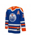 Mark Messier Edmonton Oilers Mitchell & Ness 1986/87 Alternate Captain Patch Blue Line Player Jersey - Royal