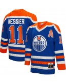 Mark Messier Edmonton Oilers Mitchell & Ness 1986/87 Alternate Captain Patch Blue Line Player Jersey - Royal