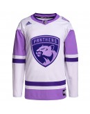 Florida Panthers adidas Hockey Fights Cancer Primegreen Authentic Blank Practice Jersey - White/Purple