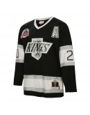 Luc Robitaille Los Angeles Kings Mitchell & Ness 1992/93 Alternate Captain Patch Blue Line Player Jersey - Black