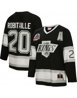 Luc Robitaille Los Angeles Kings Mitchell & Ness 1992/93 Alternate Captain Patch Blue Line Player Jersey - Black