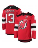 Nico Hischier New Jersey Devils adidas Home Captain Patch Primegreen Authentic Pro Player Jersey - Red