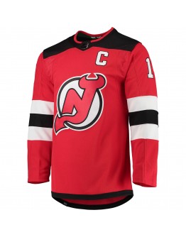 Nico Hischier New Jersey Devils adidas Home Captain Patch Primegreen Authentic Pro Player Jersey - Red