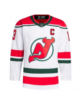 Nico Hischier New Jersey Devils adidas 2022/23 Heritage Primegreen Authentic Pro Jersey - White