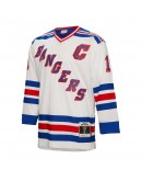 Mark Messier New York Rangers Mitchell & Ness 1993/94 Captain Patch Blue Line Player Jersey - White