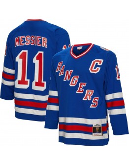 Mark Messier New York Rangers Mitchell & Ness 1993/94 Captain Patch Blue Line Player Jersey - Blue