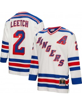 Brian Leetch New York Rangers Mitchell & Ness 1993/94 Alternate Captain Patch Blue Line Player Jersey - White