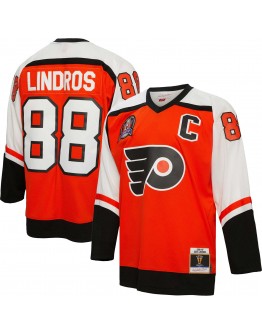 Eric Lindros Philadelphia Flyers Mitchell & Ness 1996/97 Captain Patch Blue Line Player Jersey - Orange