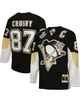 Sidney Crosby Pittsburgh Penguins Mitchell & Ness 2008/09 Captain Patch Blue Line Player Jersey - Black